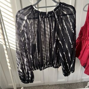 H&M Black and White Sheer Blouse